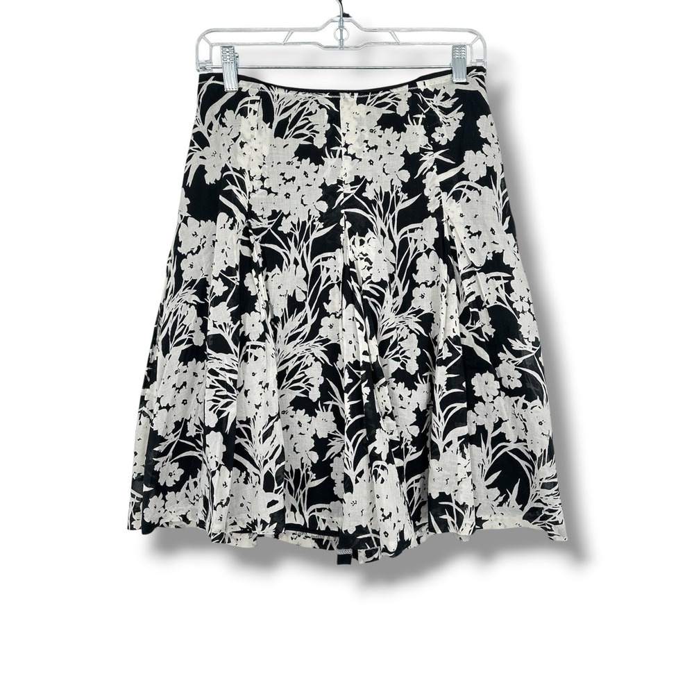 Y2K Banana Republic 100% Cotton Floral Mini Skirt 0  Pleated Flare Cottagecore